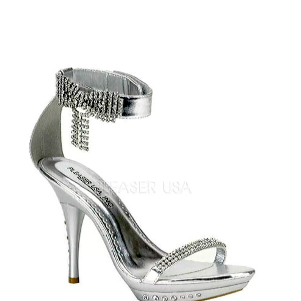 Pleaser Silver High Heel Shoes - Size 6